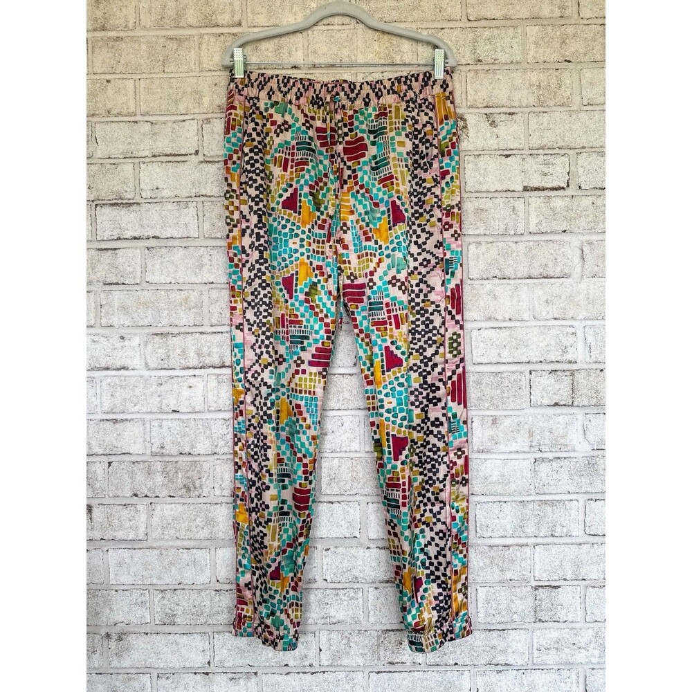 $295 Johnny Was Genora Paneled Silk Jogger Pants Medium Etris C64324A8